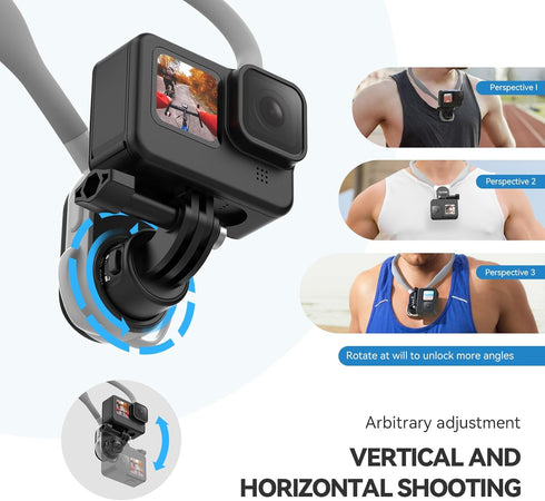 TELESIN S2 Quick Release Magnetic Neck Mount with Fixing Chest Strap, Necklace Lanyard Holder for GoPro 12 11 10 9 8 7 6 Go Pro Max Insta360 X3 X4...