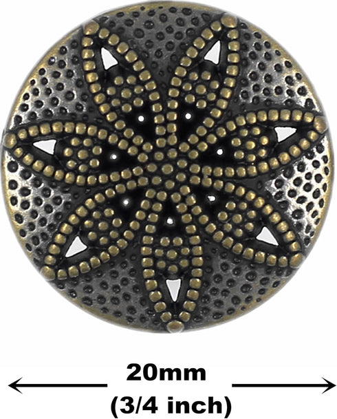 Bezelry 12 Pieces Marquise Petals Metal Shank Buttons 20mm (3/4 inch) (Antique Brass)...