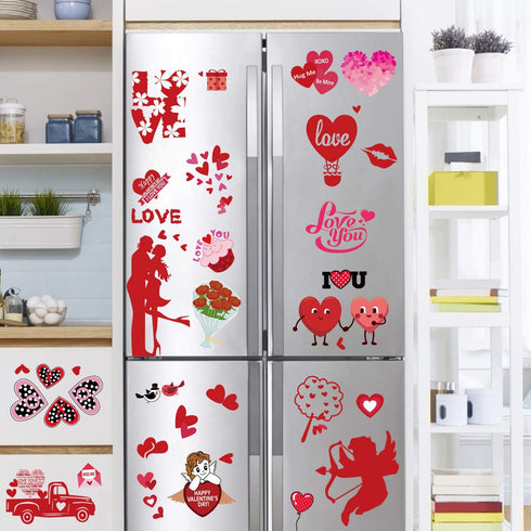 JOZON Valentine's Day Window Clings for Glass Window 8 Sheets Valentines Day Heart Window Stickers Decals Decorations Party Supplies for Wedding A...