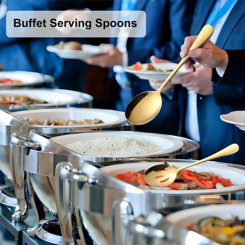 6 Pieces Serving Spoons Set, 8.7 Inch Serving Spoon, Includes 3 Serving Spoons and 3 Slotted Spoons, Stainless Steel Buffet Banquet Spoons, Large ...