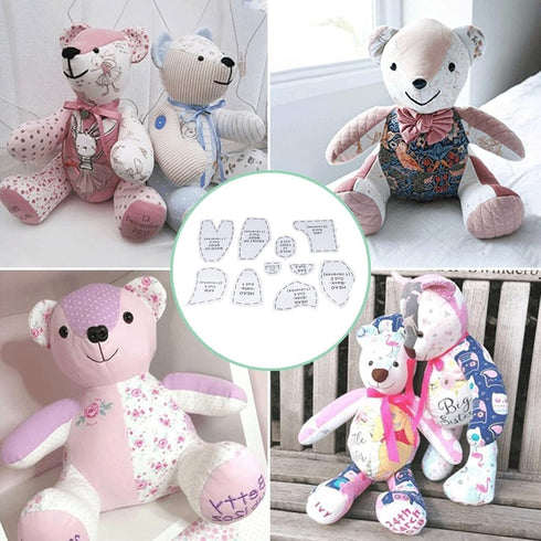 10Pcs Memory Bear Template Ruler Set, Acrylic Bear Template Set, Acrylic Quilting Template for Sewing Craft, Memory Bear Sewing Pattern Gifts for ...