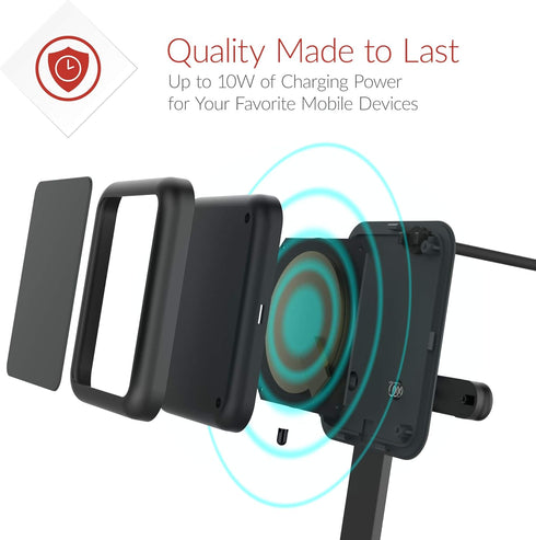 Crave Wireless Charging Stand, Fast 10W Qi-Certified Wireless Charging Pad for iPhone 12, 11, Xs, XR, 8, Samsung Note 20, Note 10, S21, S20, S10 -...