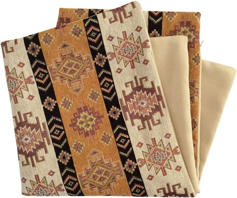 22 x 22 Inches Large Throw Pillow Covers Mustard Yellow and Cream Kilim Pattern - Decorative Diwan Pillows, Boho Room Decor for Couch, Bohemian Ou...