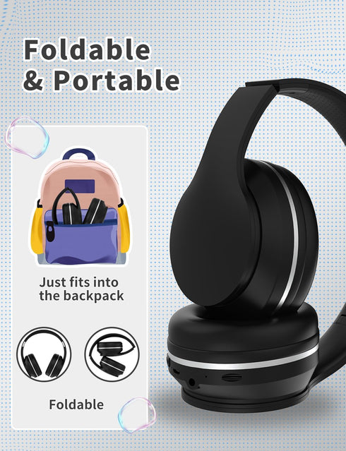 Bluetooth Kids Headphones,Wireless Kids Headphones Over Ear with Microphones,Stereo Sound,10H Playtime, Foldable&Adjustable Children Headphones,Bl...