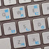 KOREAN APPLE KEYBOARD STICKER with BLUE LETTERING ON TRANSPARENT BACKGROUND...
