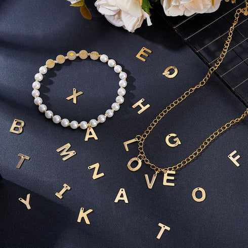 PH PandaHall 52pcs Letter Charms, A-Z Pendent Stainless Steel Letter Pendants Initial Charm Golden Alphabet Charms for Best Friend Couple Bracelet...