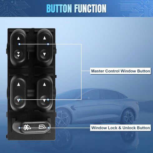 LCWRGS Power Window Switch for Ford F150 2004-2008, Expedition 2003-2006, Crown Victoria 2003-2008, Driver Side Master Switch, Black, Push Button,...