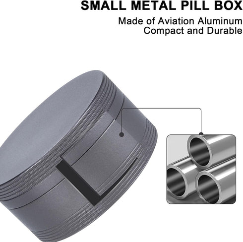 Daily Metal Pill Box Pill Case - Single Waterproof Travel Pill Container Round Aluminum Alloy Storage Medicine Organizer Multitool EDC Every Day f...