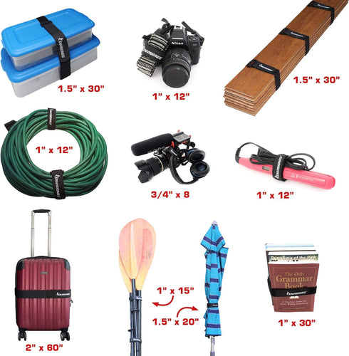 Velour Cinch Straps 3/4" x 8" - 10 Pack, Soft Touch Microfiber Reusable Hook and Loop...