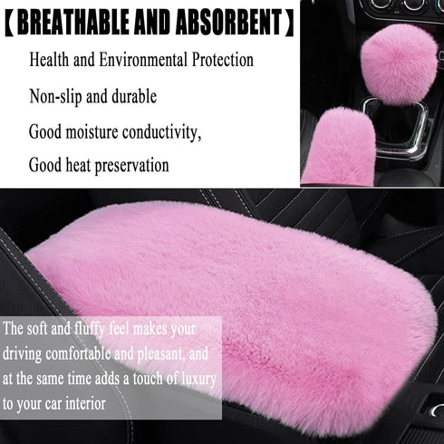Cute Fluffy Steering Wheel Cover Set, Warm Soft Fur Fuzzy Covers for Women/Girls,Universal 15 Inch 1 Set 8 Pcs Car Accessories (Pink)...
