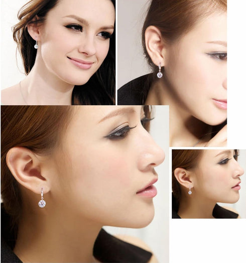 925 Sterling Silver Earings Dangle Shiny Cubic Zirconia Studs Hypoallergenic for Women | Earrings for Women Trendy | Dangling Earrings for Women |...