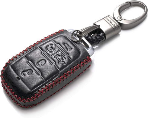 Vitodeco Genuine Leather Smart Key Fob Case Cover Protector Compatible with RAM 1500, RAM 2500, RAM 3500 2019-2025 (5-Button with Tailgate, Black/...