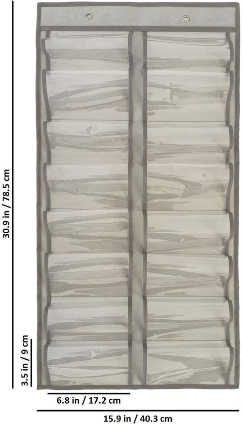 Dual-sided Hanging Sunglasses Organizer Dust-Proof Glasses Storage Wall Pocket Eyeglasses Display Case with 32 Slots...