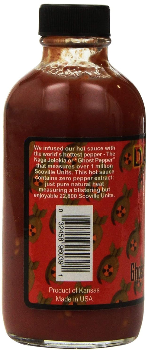 Da Bomb - Ghost Pepper - Original Hot Sauce - 22,800 Scovilles - 4oz Bottles Made in USA with Habanero & Jolokia Peppers- Non-GMO, Gluten Free, Su...