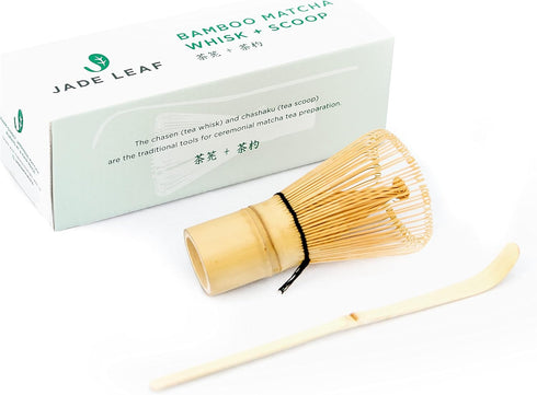 Jade Leaf Matcha Traditional Bamboo Whisk (Chasen) + Scoop (Chashaku) - Replacement Tea Set For Frequent Matcha Green Tea Powder Preparation...