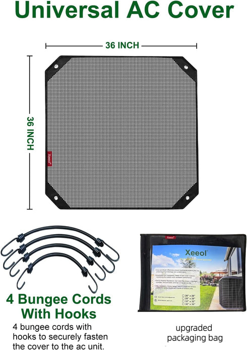 Air Conditioner Cover, Universal AC Cover for Outside Unit, Mesh Air Conditioner Covers for Outside Defender Outdoor, All Season Protection (36" x...