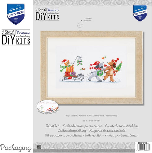 Vervaco Cross Stitch Embroidery Kits, Wall Decoration, Pre-Printed Embroidery Set, Christmas Design Embroidery Picture, 100% Cotton, Embroidery te...