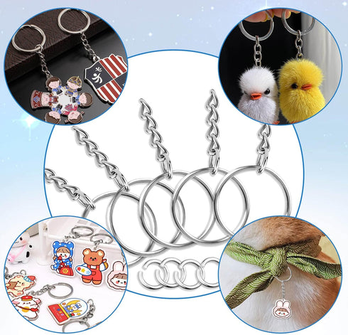 Paxcoo 50Pcs Keychains with Chain and 50 Pcs Jump Rings, Keychain Rings Kit Findings Bulk for Keychain Making Supplie DIY Crafts...