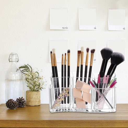 Tbestmax 6 Slot Acrylic Makeup Brushes Holder Organizer, Clear Eyebrow Pen Container Cosmetics Storage...