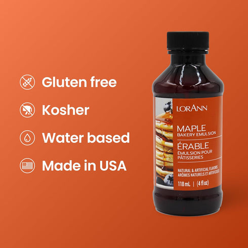 LorAnn Oils Maple Bakery Emulsion: True Essence, Ideal for Boosting Fruit Tones in Cakes, Cookies & Desserts, Gluten-Free, Keto-Friendly, Extract ...