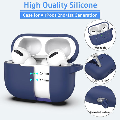 AirPods Pro Case Cover, Military Grade Anti-Fall Soft Silicone Shock-Absorbing Protective AirPods Pro 2nd/1st Generation Case with Keychain and Cl...