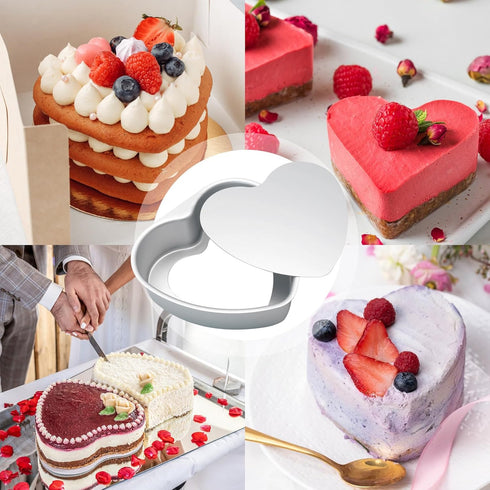 Heart Shaped Cake Pans, 8 inch Aluminium Alloy Heart Cake Mold, DIY Heart Baking Pan with Removable Bottom for Wedding, Birthday, Anniversary...