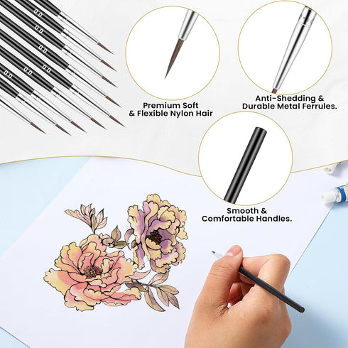 30 Pcs Miniature Paint Brushes, Tiny Detail Paint Brushes Fine Tips Mini Artist Paintbrush Precision Liner Brush for Miniature Models Watercolor A...