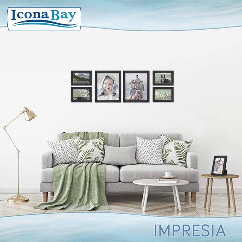 Icona Bay 5x7 Picture Frame Set (Black, 10 Pack), Simple Modern Design, Table Top Kickstand and Wall Hanging Hooks Included, Impresia Collection...