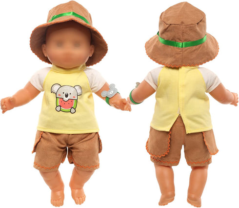 Miunana 13-16 Inch Baby Doll Clothes Jungle Exploration Suits 3pcs with Top and Trousers and Hat for 15 Inch Girl Doll Outfits for 3 Years Old Bab...
