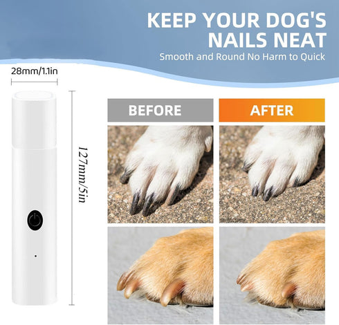Dog Nail Grinder with LED Light,2-Speed Rechargeable Dog Nail Trimmer, Upgraded Powerful Electric Dog Toe Nail File Quiet Painless, Paws Grooming ...