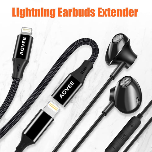 AGVEE [3.3ft Lightning Extension Cable Braided Female to Male Extender Cord for iPhone iPad Charger, Data Sync Video Audio & Charging Connector Ad...