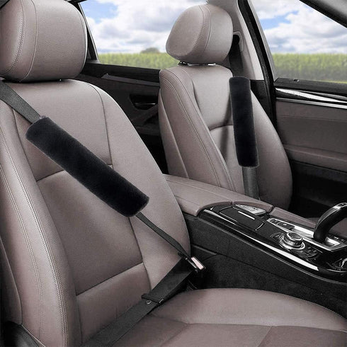 2Pcs Car Soft Plush Seat Belt Shoulder Pad Strap Cover Protector Comfortable Driving (Black)...