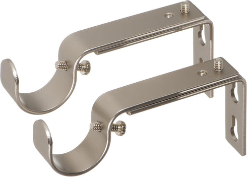 Ivilon Adjustable Brackets for Curtain Rods - for 1 or 1 1/8 Inch Rods. Set of 2 - Satin Nickel...