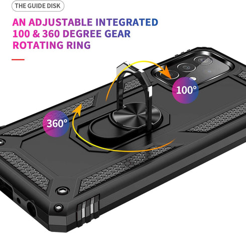 Military Grade Drop Impact for Samsung Galaxy A52 5G Case 360 Metal Rotating Ring Kickstand Holder Armor Heavy Duty Shockproof Cover for Galaxy A5...