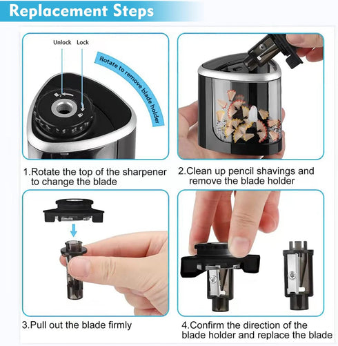Electric Pencil Sharpener Blade, Suitable for No.2/Colored Pencils(6-8mm)/School Pencil Sharpener/Classroom/Office/Home 4Pcs/Set?Black?...