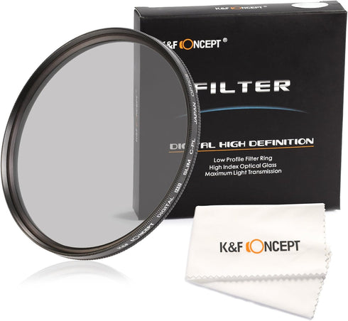 37mm Polarizing Filter, K&F Concept Circular Polarizer 37mm Super Slim Multi Coated Glass CPL Filter Compatible with Canon Nikon Digital Camera Le...