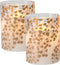 LumaBase Battery Operated LED Glass Candles with Flickering Flame, Gold Fern - Set of 2...
