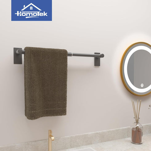 HOMOTEK Towel Bar Adjustable Self Adhesive Bathroom Towel Holder, Towel Rod Size from 14 Inch to 24.5 Inch Single Towel Racks, Towel Hanger Towel ...