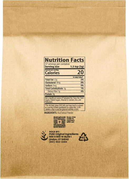 PURE ORIGINAL INGREDIENTS Acai Berry Powder, 4 oz, Superfood, Vegan, Non-GMO, Gluten Free...