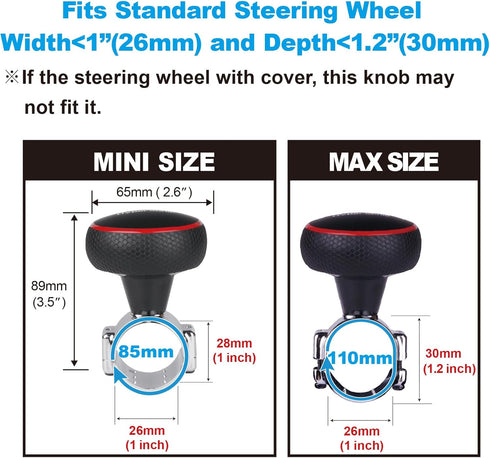 Hypersonic Steering Wheel Spinner Knob - Compatible with Standard Steering Wheels - Smooth Suicide Knob for Car, Tractor, Mower, Boat and Maneuver...