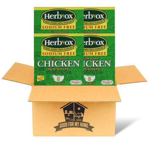 Granulated Chicken Bouillon Bundle. Includes Four 1x2 Oz 8ct each Box of Chicken Bouillon Flavored Seasoning. Gluten Free and Sodium Free Chicken ...