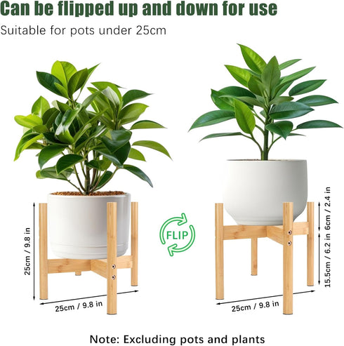 Wood Plant Stand Indoor, Mid Century Modern Indoor Plant Stand, Wooden Plant Holder Bamboo Plant Stand, Modern Flower Pot Stand for Indoor, Outdoo...