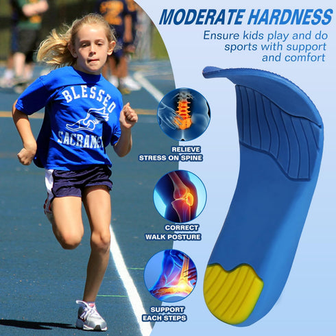 Kids Orthotic Arch Support Shoe Insoles, Children Pu Cushioning Inserts, Shock Absorption Velvet Surfaces Deep Heel Cup Inner Sole for Flat Feet, ...