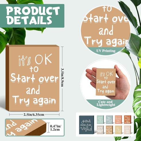 9 Pcs Mental Health Reminders Gifts Positive Affirmations Wall Decor Therapists Office Table Decor Psychology Feelings Shelf Decors Mini Inspirati...