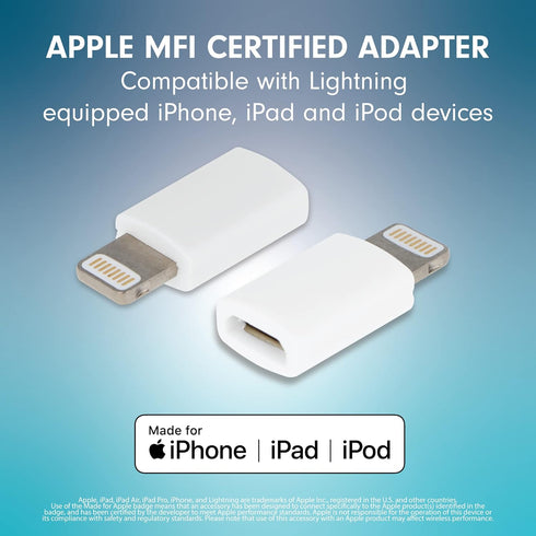 VisionTek Micro USB to Lightning Adapter – 2 Pack – MFi Certified Adapter for iPhone, Ipad, iPod and AirPods. Compatible with iPhone 12/12 Pro/12 ...