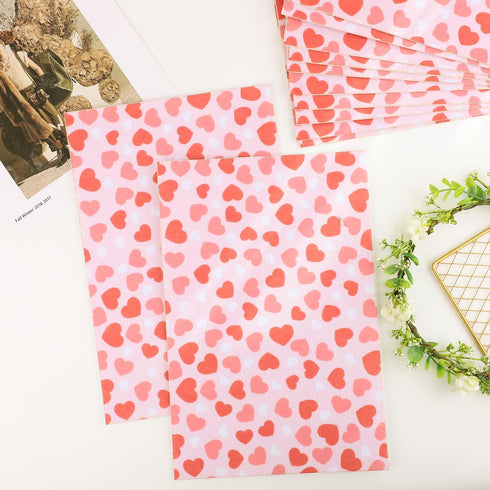 12 Sheets Self Adhesive Felt Sheets, 7.9x11.8 Inch Fun Heart Printed Felt Backed Felt Fabric for Weddings Gifts DIY Valentine's Day Supplies Decor...