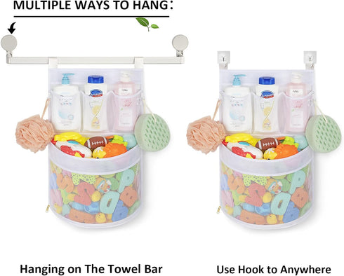 Baby Bath Toy Organizer, quick drying? and mould proof, Multiple-Suspension Bath Toy Holder, Large Capacity Multi Use Bathtub Toy Storage Bag?1 La...