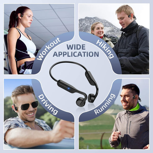 Open Ear Bone Conduction Earbuds,Bluetooth 5.3 Wireless Sport Headphones,Built-in Mic,10H Playtime,IPX65 Sweatproof Lightweight Earphones for Runn...