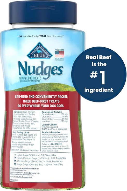 Blue Buffalo Nudges Bite-size Chewy Dog Treats with Real USA Beef, Made with Natural Ingredients, Great for On-the-Go, 5.5-oz. Container...