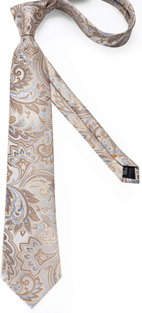 DiBanGu Men's Silk Tie and Pocket Square Woven Formal Tie Cufflink Set Solid Neckties...